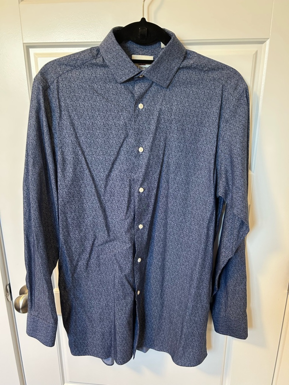 Ben Sherman Blue Tiny Floral Print Long-Sleeve Dress Shirt